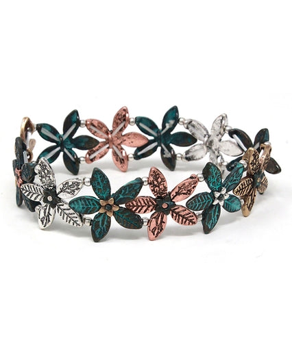 Metal Flower Link Bracelet
