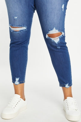 High Rise Destructed Skinny Jeans