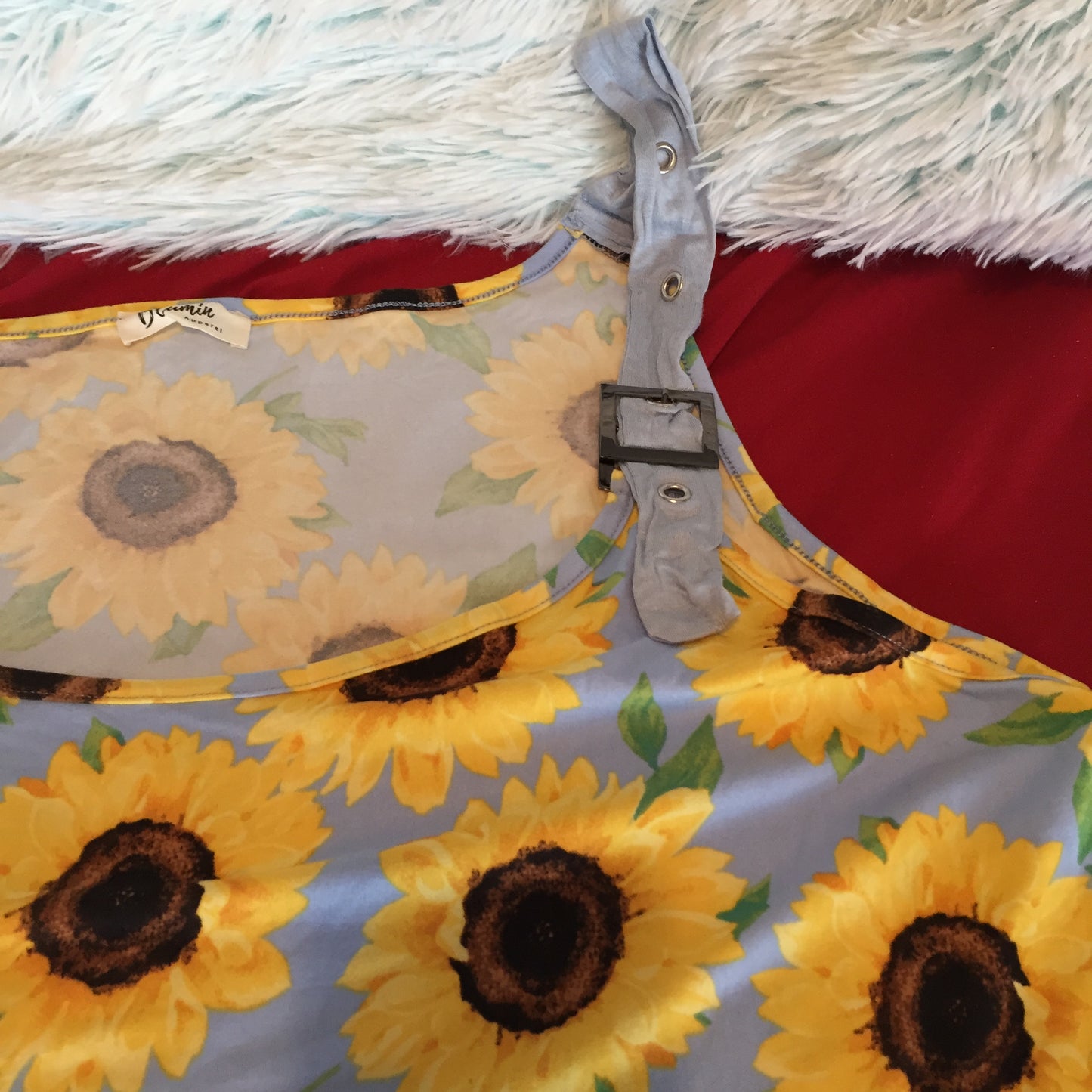 LIGHT BLUE SUNFLOWER PRINTS ADJUSTABLE BUCKLE STRAP