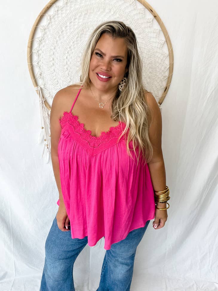 Leni Lace Tank
- Hot Pink
