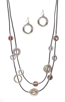 DOUBLE LAYER RING NECKLACE SET