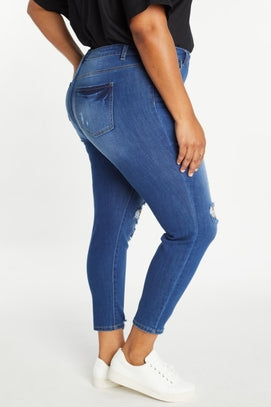 High Rise Destructed Skinny Jeans