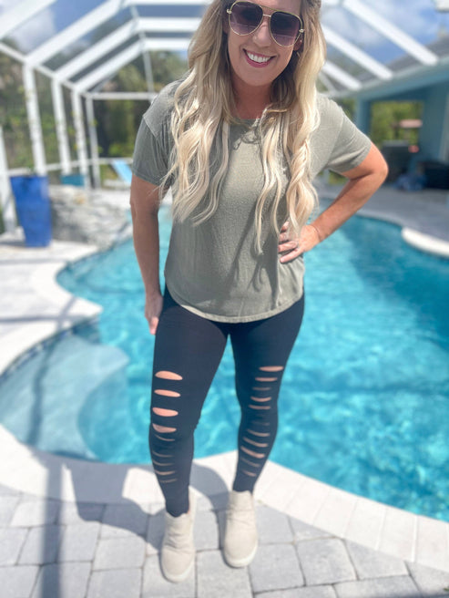 Black Distressed Leggings