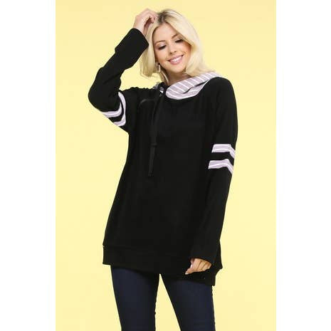 HOODIE SWEATSHIRT SLEEVE DETAILED WITH TWIN HOODIE