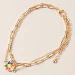 Daisy Flower Multi-Layered Metal Anklet