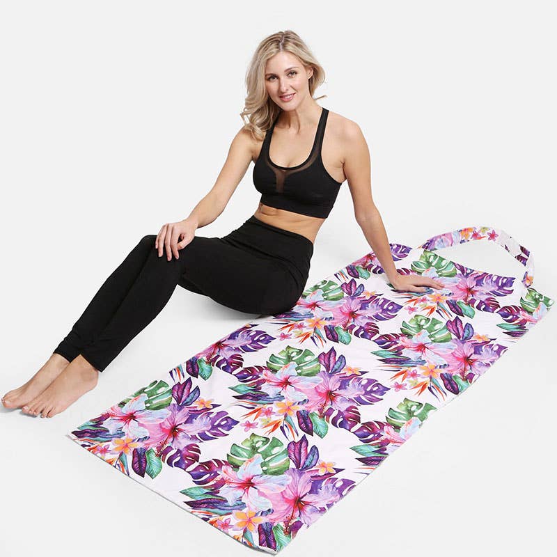 Hibiscus Print Beach Towel Tote Bag 2 In 1