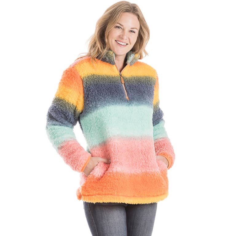 Rainbow Sherpa PULLOVER with Pockets