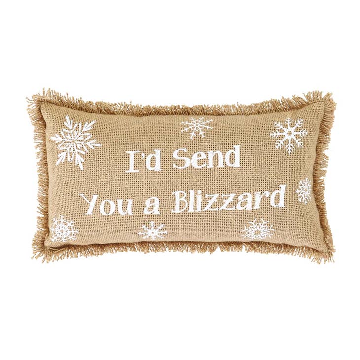 Snowflake Burlap Natural Pillow If Kisses..Snowflakes Set of 2 7x13