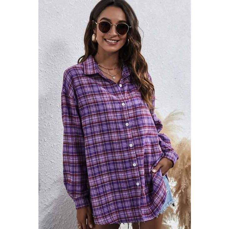 Casual Plaid Print Woven Shirt