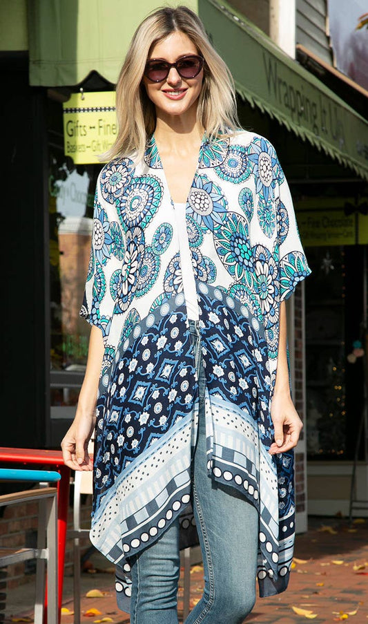 Colorblock Floral Print Cover-Ups