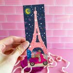 Paris Dog with Books Bookmark