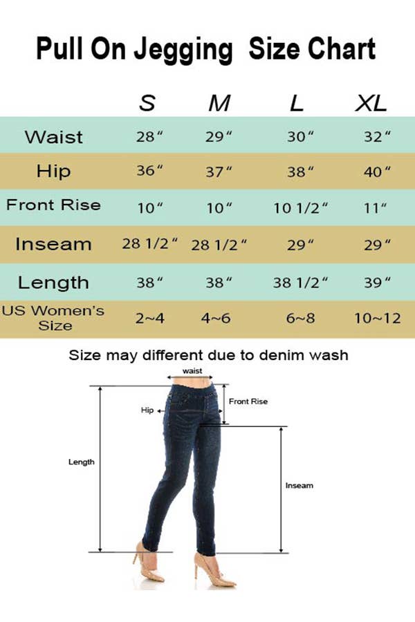 Distress pull on denim jegging