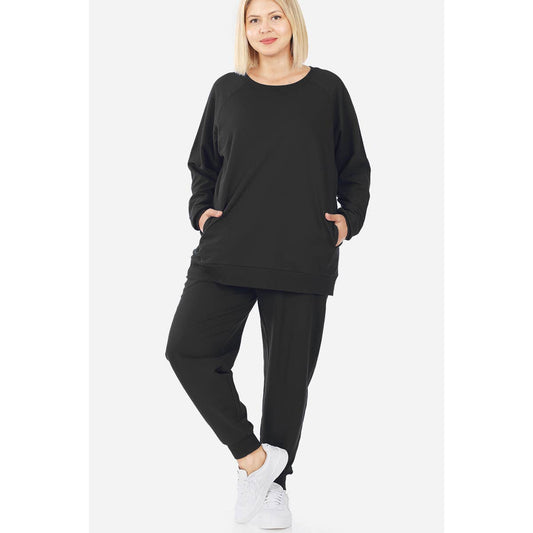 PLUS PULLOVER & JOGGER SET - Black