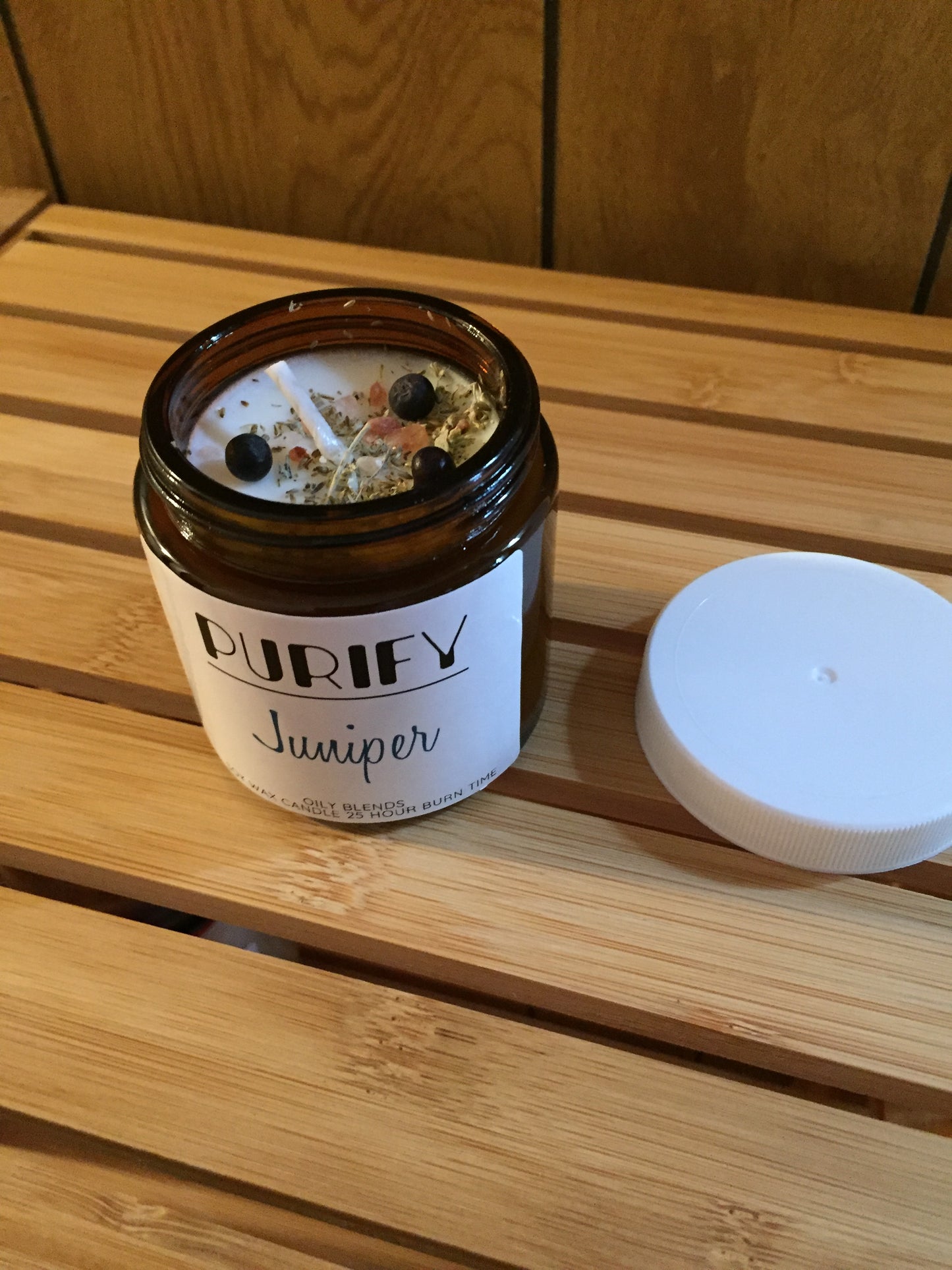 Small 25 hour burn Purify Candles with Herbs and Pink Salt