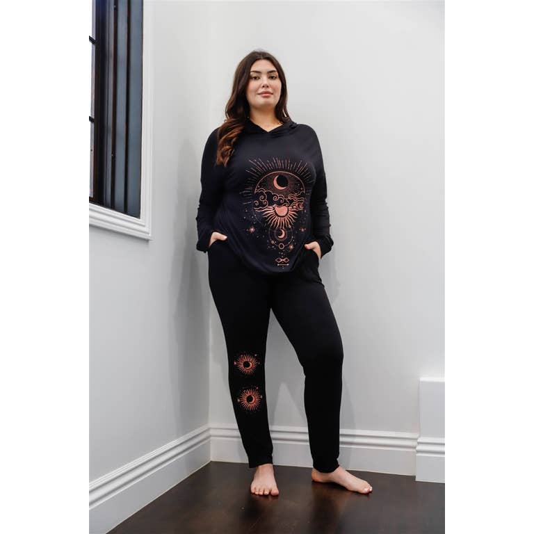 Black & Pink Astronomy Print Hooded Top & Pant Set