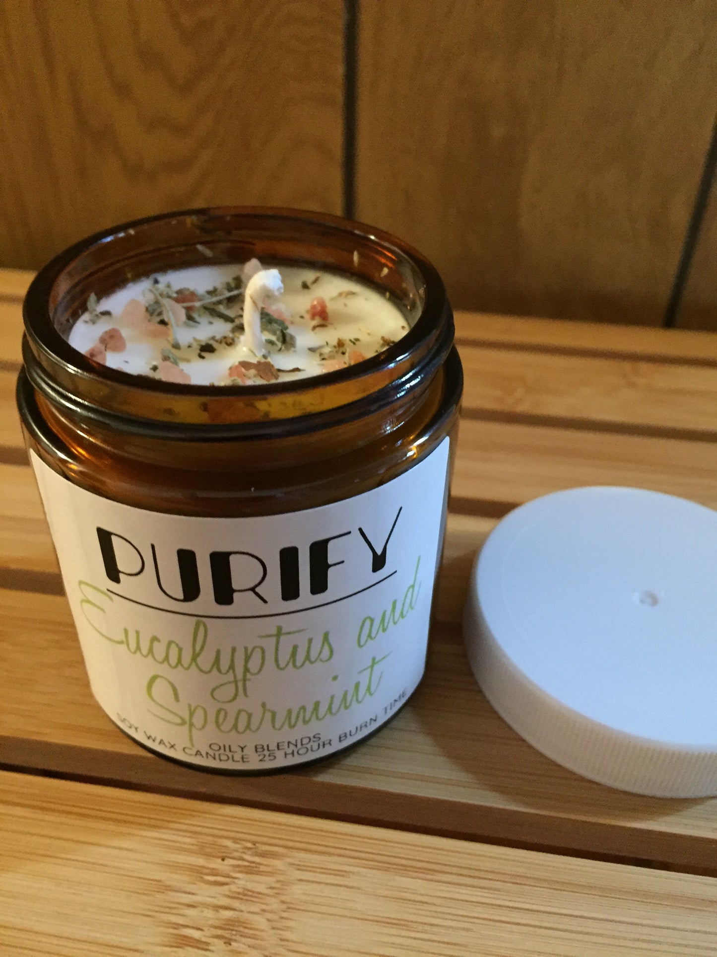 Small 25 hour burn Purify Candles with Herbs and Pink Salt