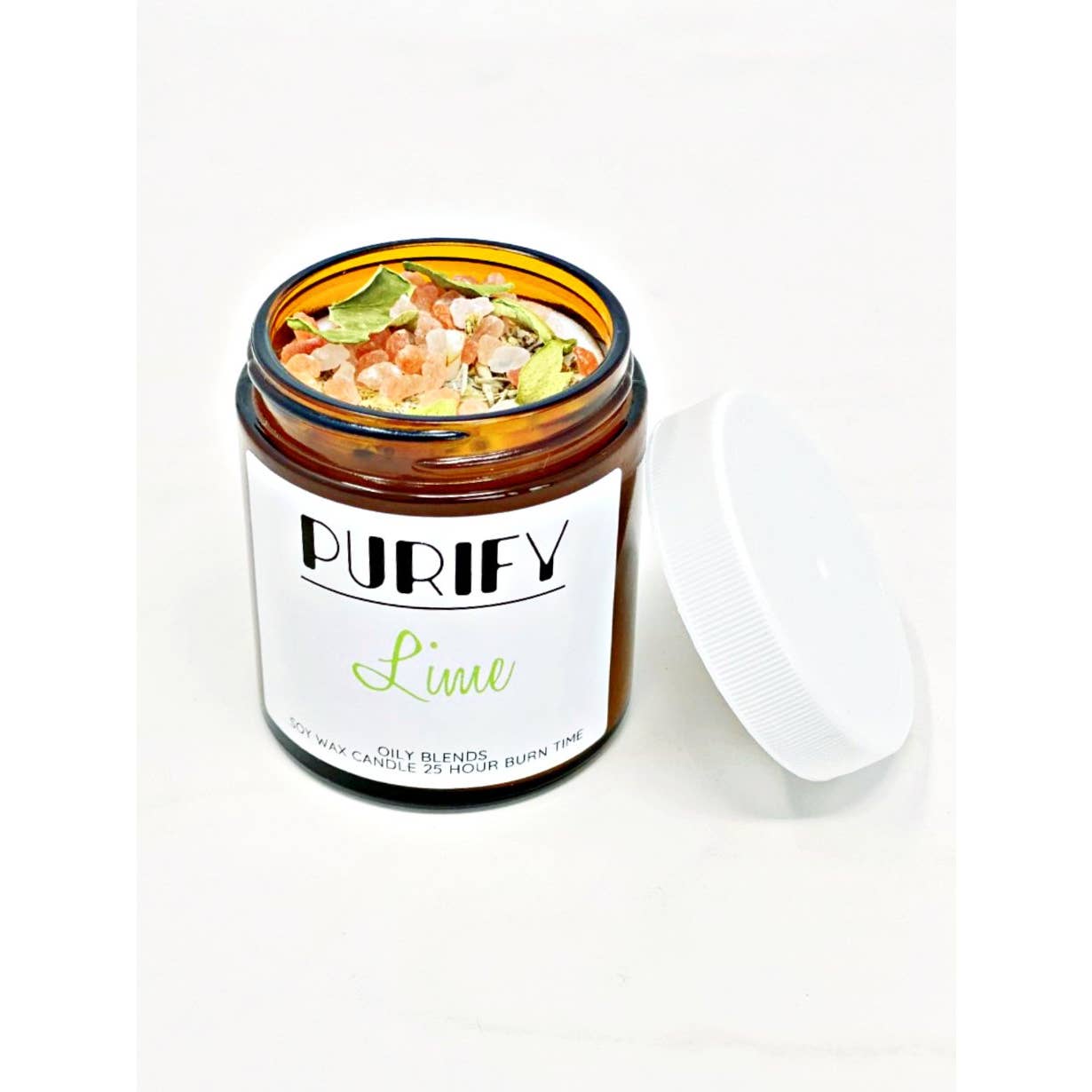 Small 25 hour burn Purify Candles with Herbs and Pink Salt
