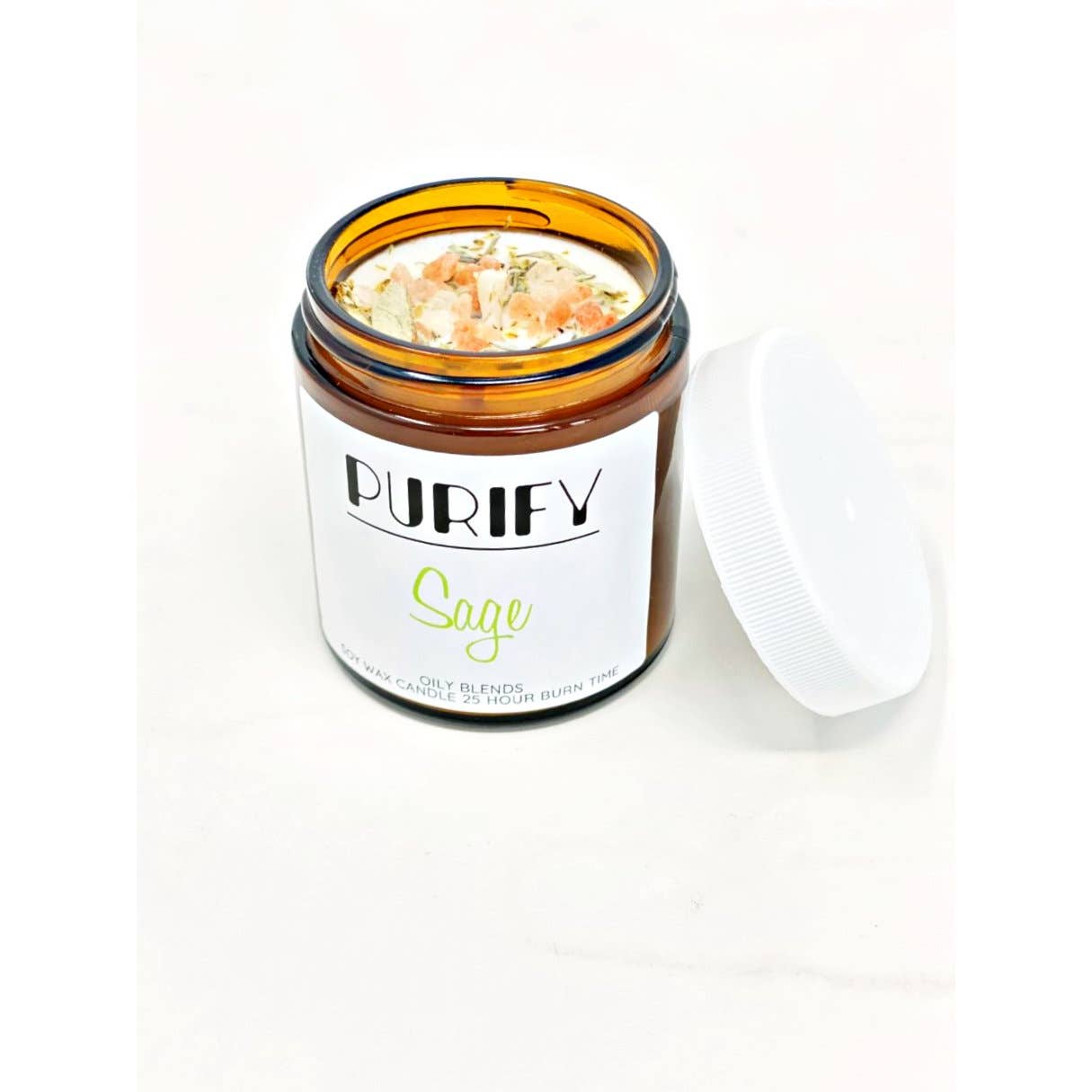 Small 25 hour burn Purify Candles with Herbs and Pink Salt