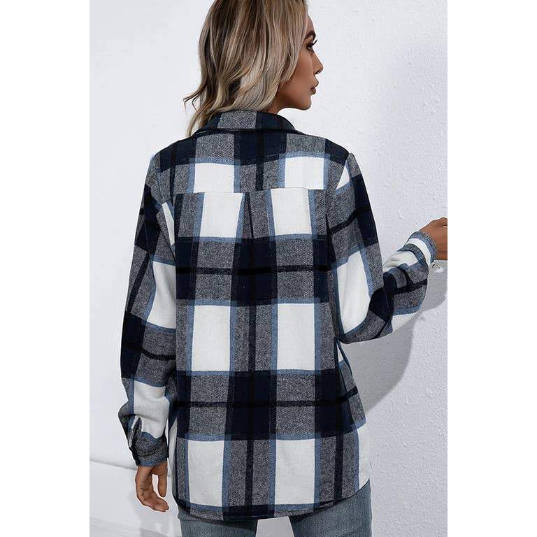 Plaid Print Button-Down Jacket