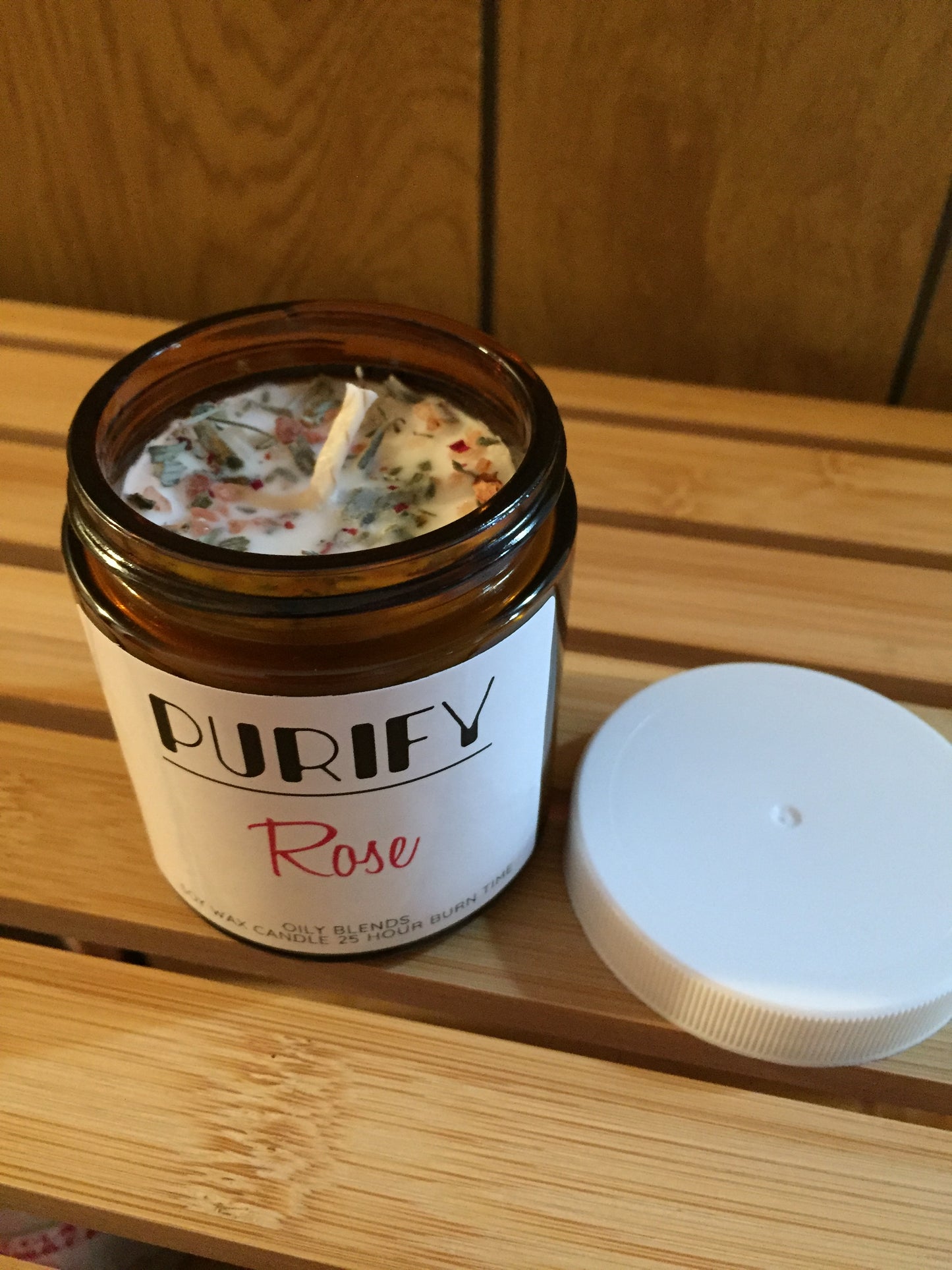Small 25 hour burn Purify Candles with Herbs and Pink Salt