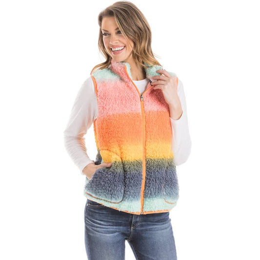 Rainbow Sherpa VEST with Pockets
