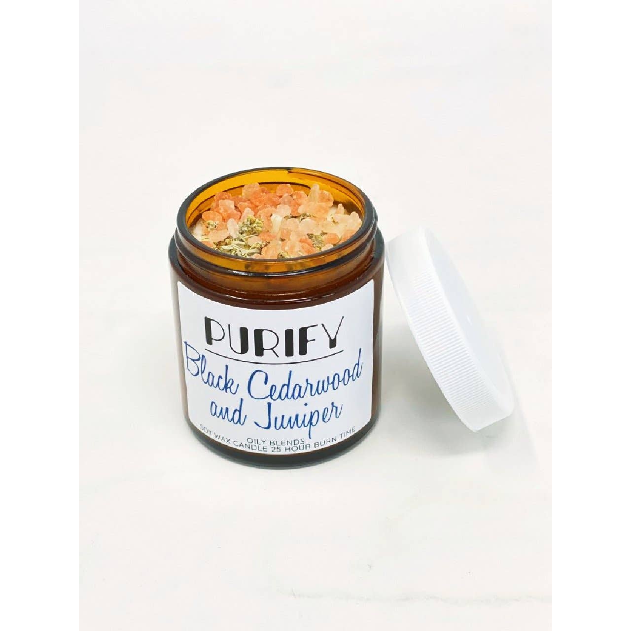 Small 25 hour burn Purify Candles with Herbs and Pink Salt