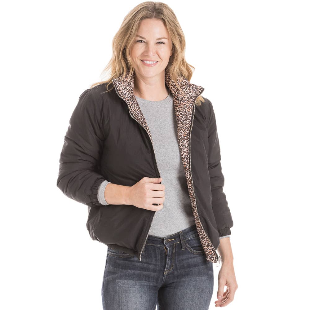 Leopard Reversible Puffer JACKET with Pockets