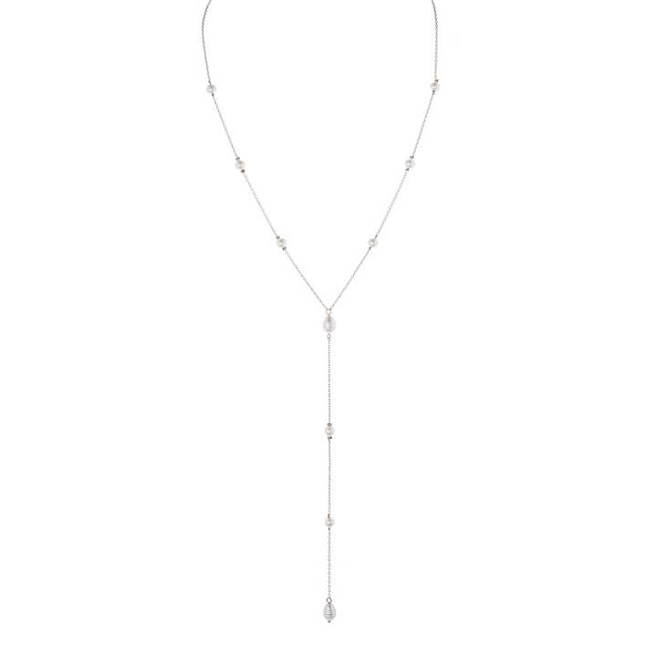 Round Pearl Y Shape Drop Necklace