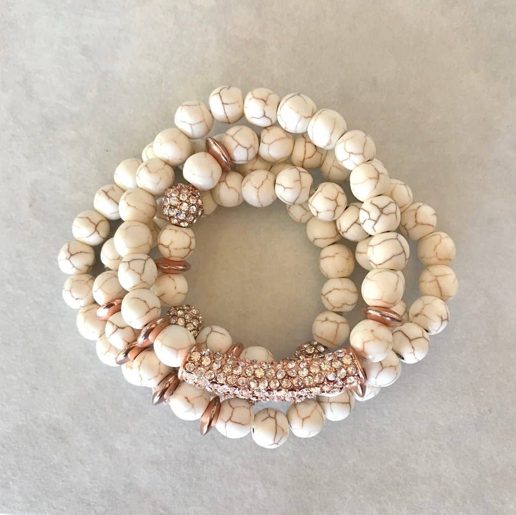 Stacked White Turquoise Bracelets