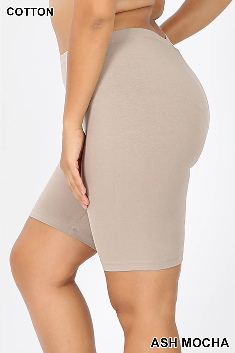 PLUS PREMIUM COTTON BIKER SHORTS
- Ash Mocha