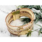 Magnetic Clasp Layered Stacked Bracelet Gold Heart