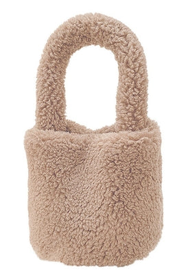 Solid Color Faux Fur Mini Tote Bag