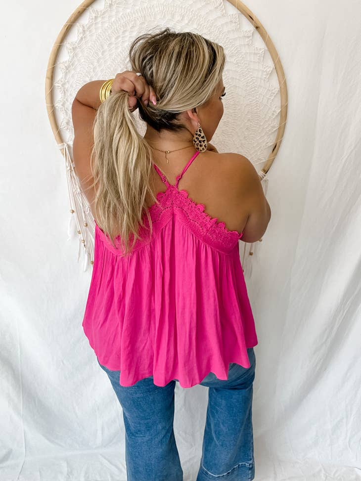 Leni Lace Tank

- Hot Pink