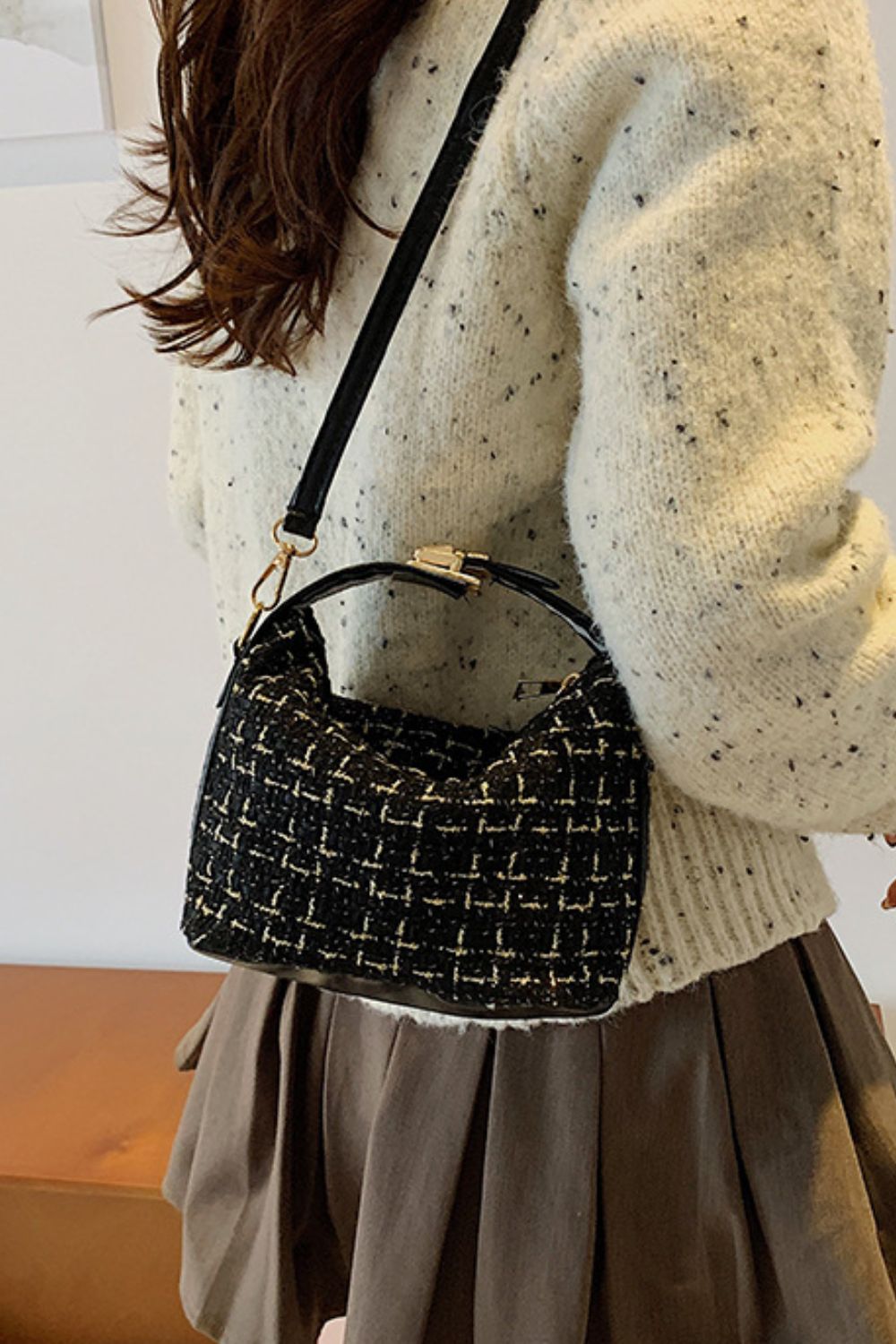 Woven Removable Strap Shoulder Bag