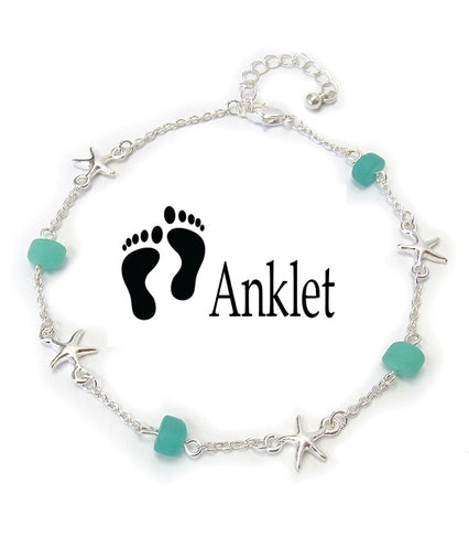 Sea Glass and Starfish Anklet