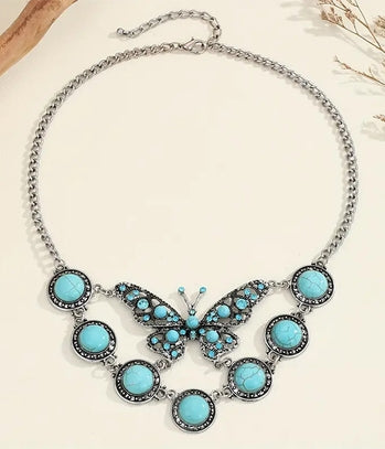 VINTAGE TURQUOISE BUTTERFLY NECKLACE