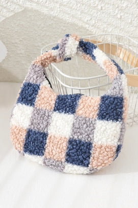 Checker Pattern Teddy Mini Bag