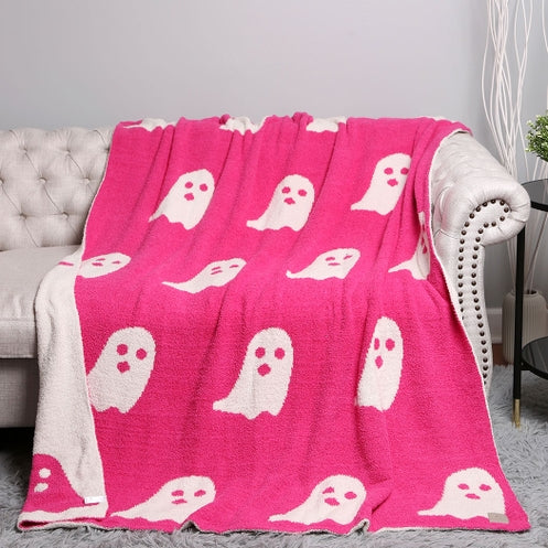 Ghosts Double Sided Soft Pink Ghost Blanket 60" By 80"