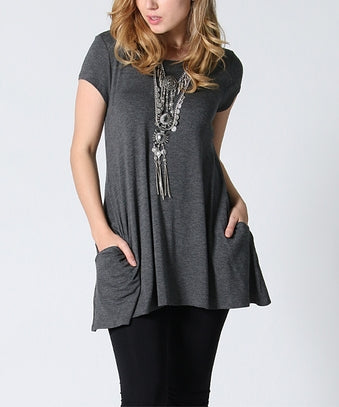 Plus Size Side-Pocket Swing Tunic