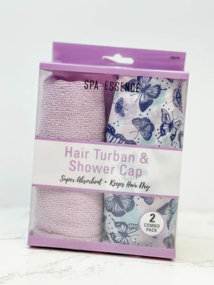 Hair Turban & Shower Cap Set - Butterflies