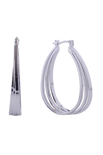 14K Triple Oval Hoop Pincatch Earrings