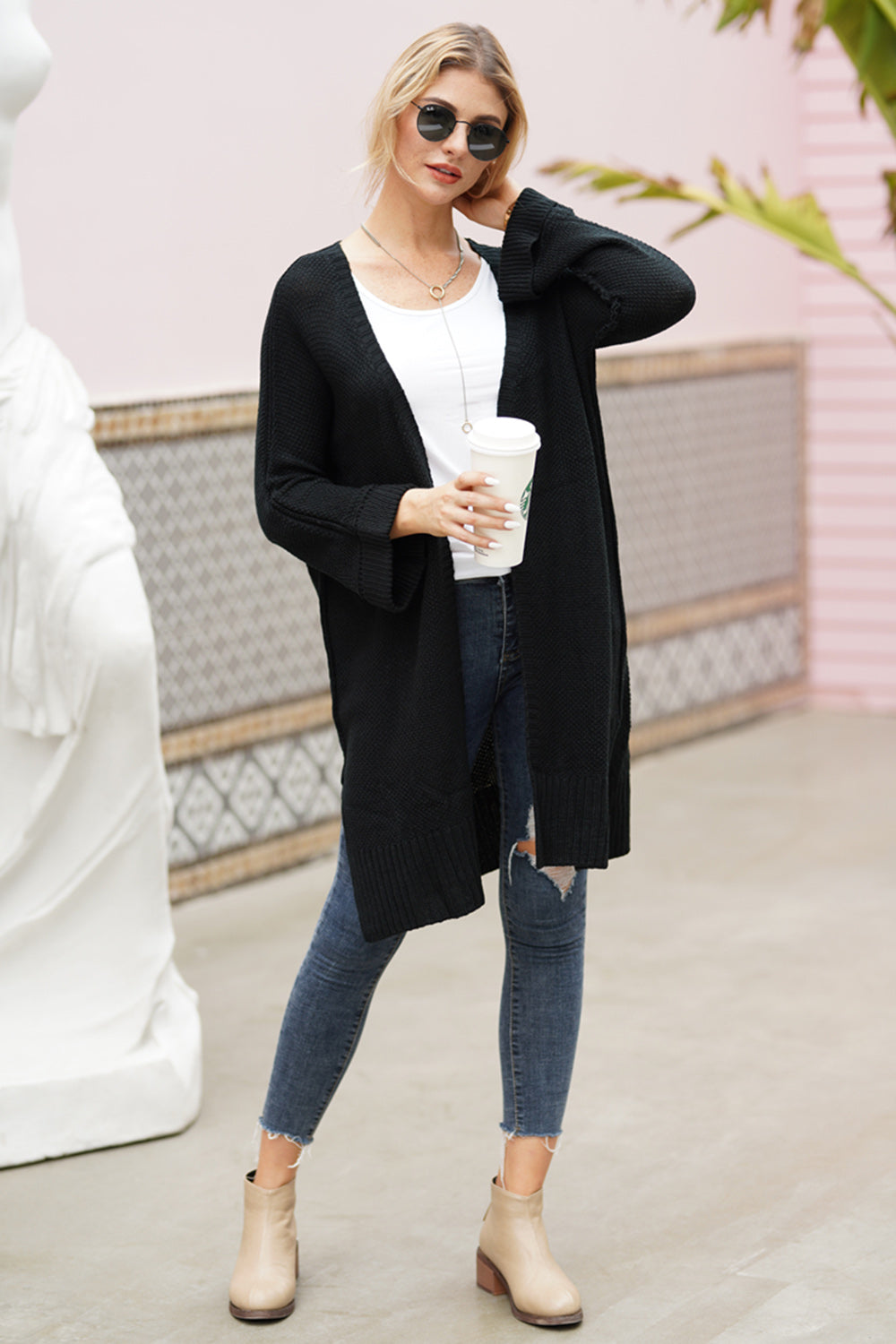 Open Front Long Sleeve Cardigan