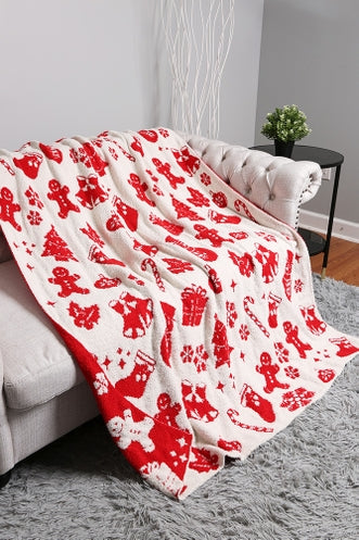 X-Mas Holiday Reversible Christmas Throw Blanket