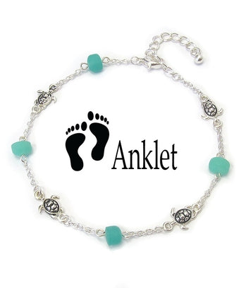 Sea Glass Turtle Anklet