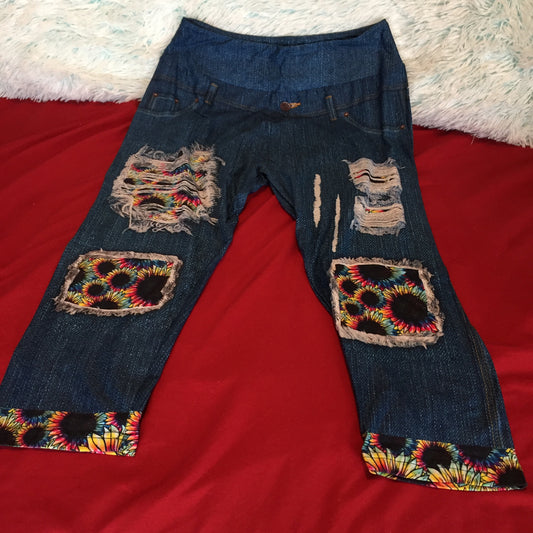 Rainbow Sunflower Capri w/o Pockets