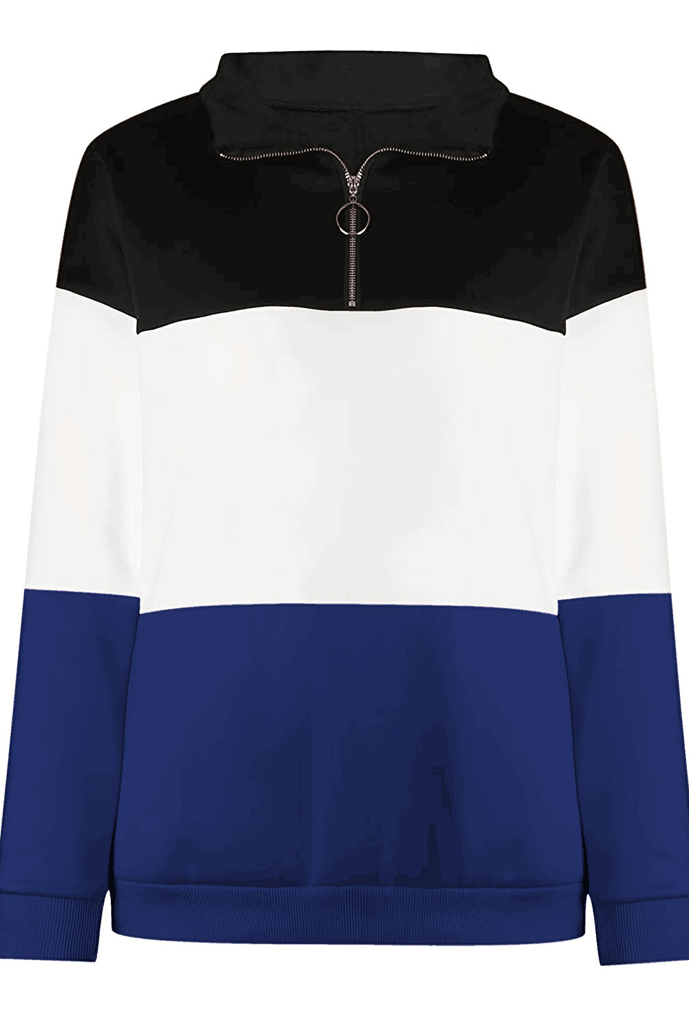 Full Size Color Block Quarter Zip Long Sleeve Sweatshirt