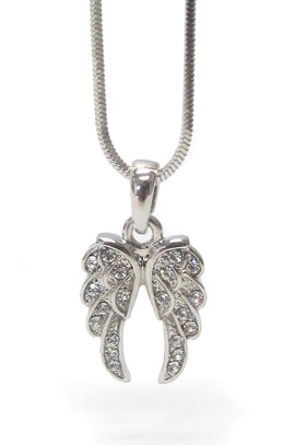 WHITEGOLD PLATING CRYSTAL ANGEL WING NECKLACE