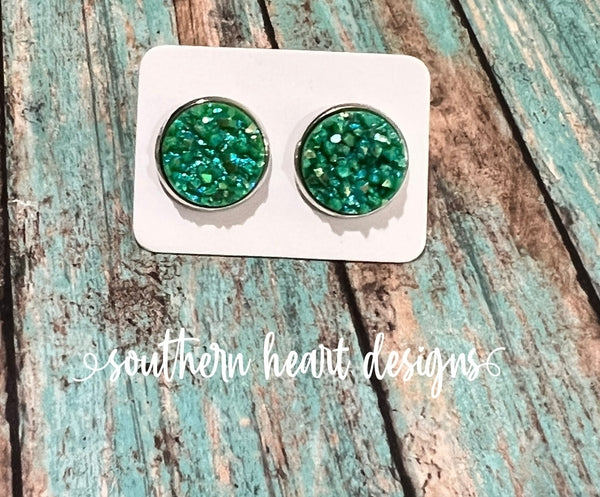 Green Stud Earrings