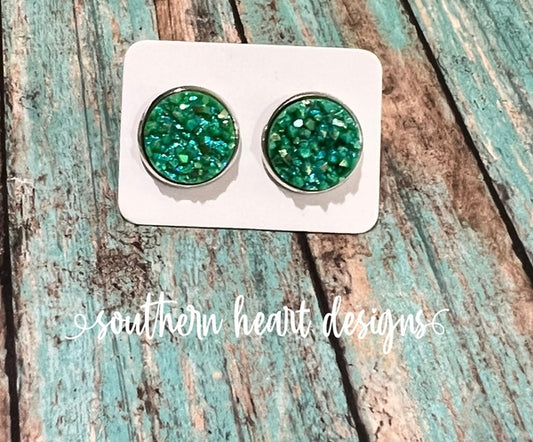 Green Stud Earrings