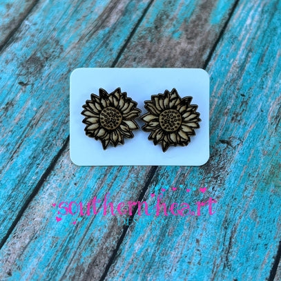 Sunflower Wooden Earrings